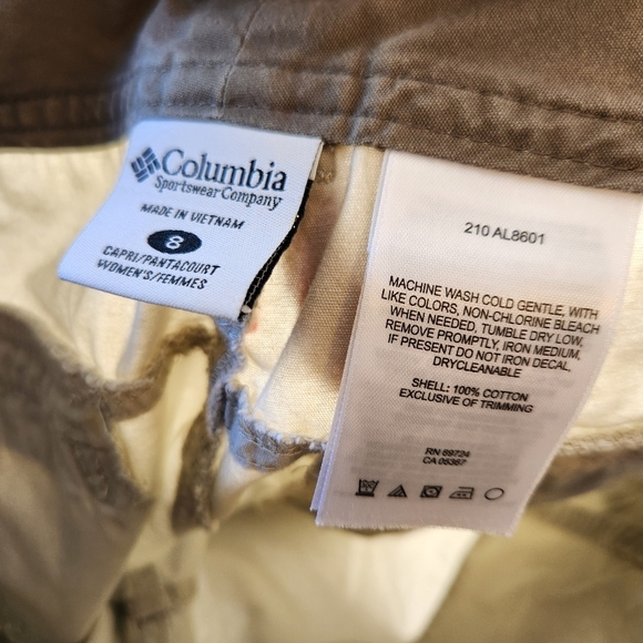 Columbia Beige Cotton Cropped Mid Rise Wide Leg Crop Hiking Capri Summer Travel - Picture 6 of 8